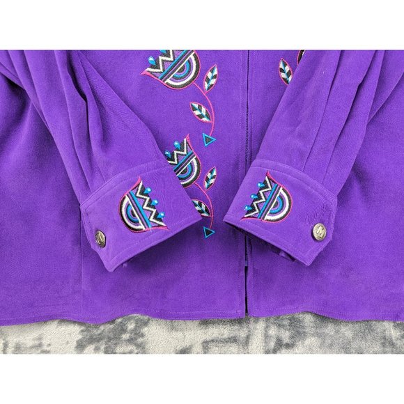 VTG Bob Mackie Western Jacket Size M Beaded Southwestern Artsy Rodeo USA Purple - Picture 8 of 16